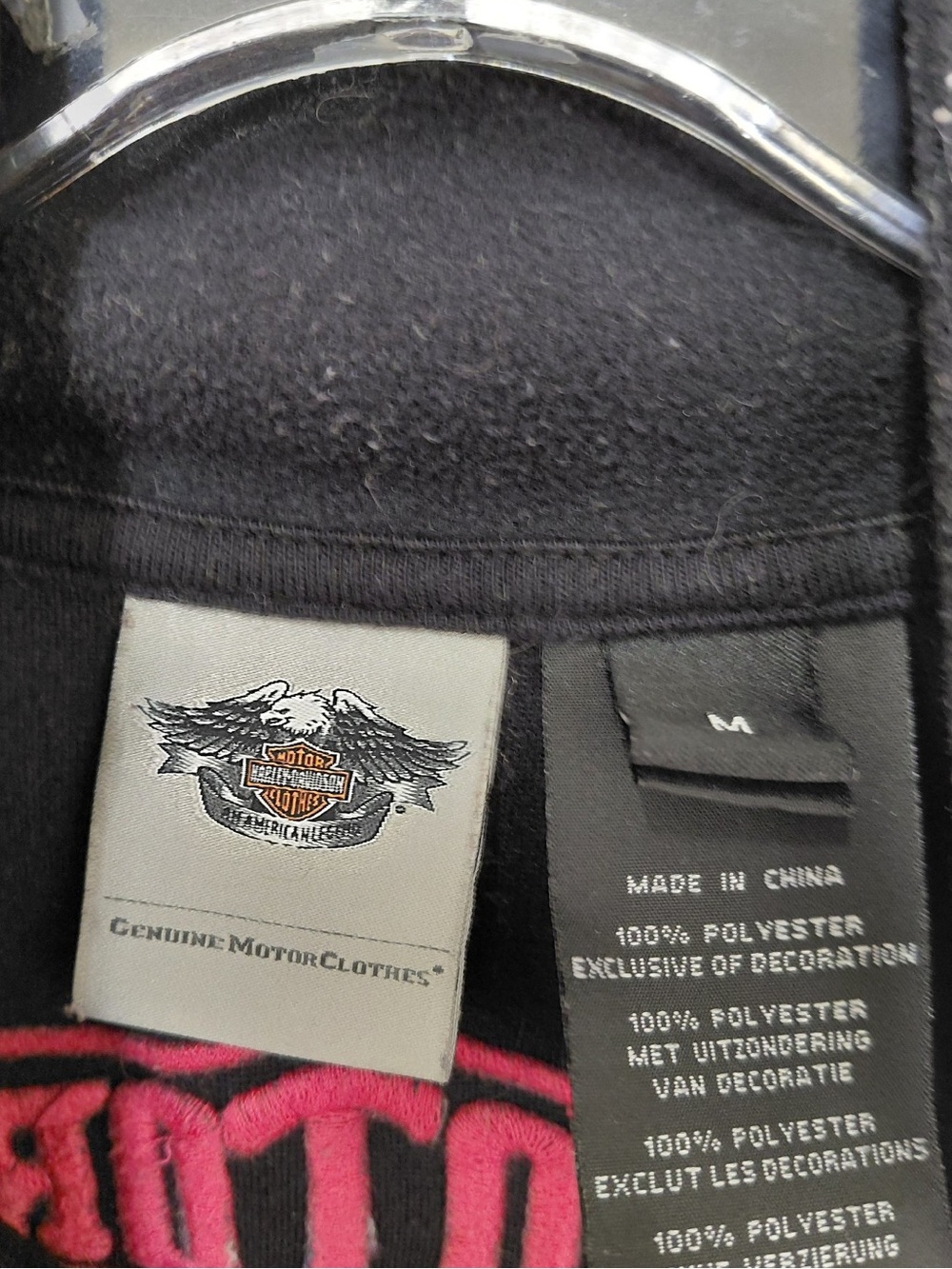 Harley-Davidson Women’s M Black White Fleece 1/4 Zip Pullover Bar & Shield - Picture 2 of 5